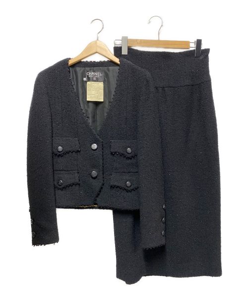 CHANEL（シャネル）CHANEL (シャネル) ヴィンテージツイードセットアップ ブラック サイズ:38の古着・服飾アイテム