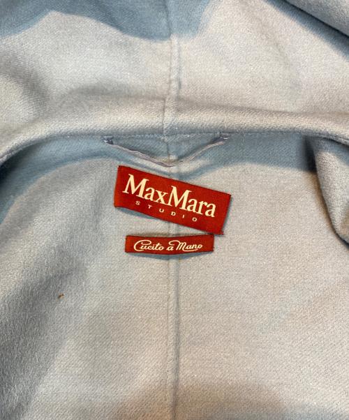 Max Mara Studio（マックスマーラ ストゥディオ）Max Mara Studio (マックスマーラ ストゥディオ) シルク＆カシミヤ混 ベルテッドガウンコート ブルー×ベージュ サイズ:40の古着・服飾アイテム