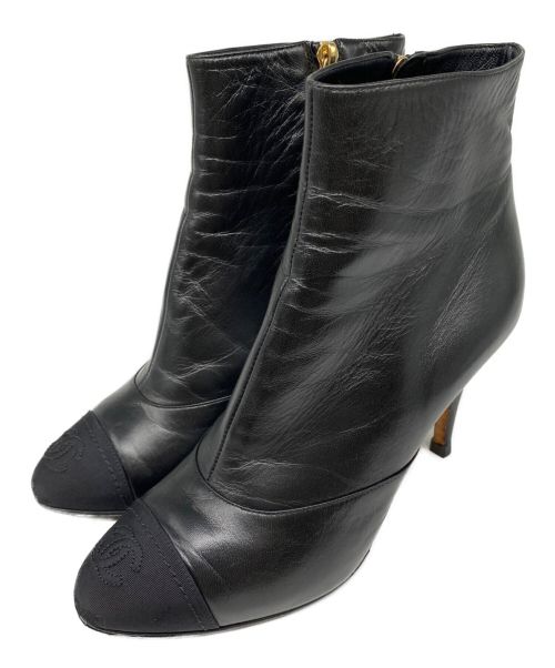 CHANEL（シャネル）CHANEL (シャネル) ココマークサイドジップレザーブーツ ブラック サイズ:37Cの古着・服飾アイテム