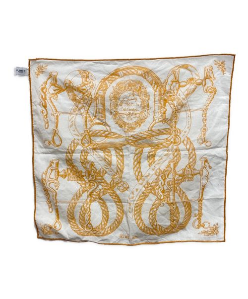 HERMES（エルメス）HERMES (エルメス) カレ40 ホワイト×オレンジの古着・服飾アイテム