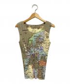 PLEATS PLEASEプリーツプリーズ）の古着「World Map Shirt Top」｜ベージュ