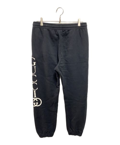 GUCCI（グッチ）GUCCI (グッチ) サイドロゴプリントドローストリングスウェットパンツ ブラック サイズ:Мの古着・服飾アイテム