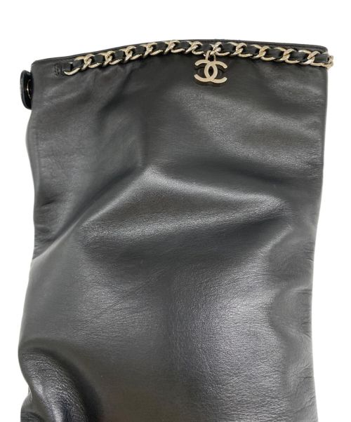 CHANEL（シャネル）CHANEL (シャネル) ココマークチェーンロングブーツ ブラック サイズ:39.5の古着・服飾アイテム