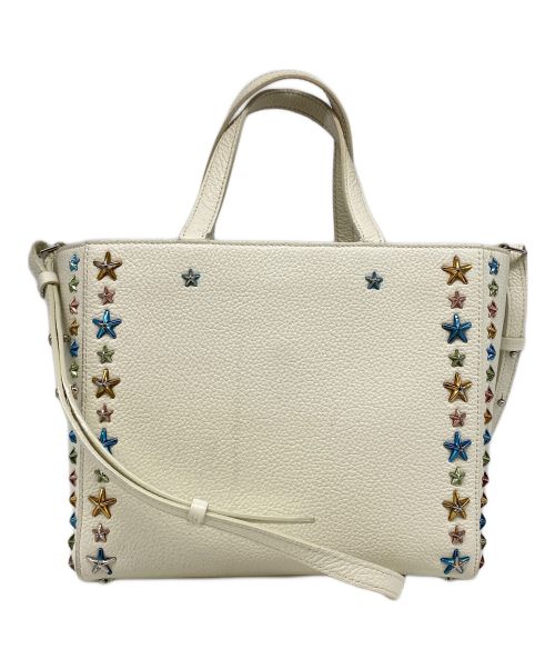 JIMMY CHOO（ジミーチュウ）JIMMY CHOO (ジミーチュウ) ペガシスタッズ2WAYバッグ ホワイトの古着・服飾アイテム