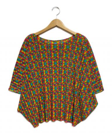 プリーツプリーズ ブラウス カットソー ドルマンスリーブ 総柄 プリーツ 3 中古・古着通販】PLEATS PLEASE (プリーツプリーズ) ドルマンプリーツ