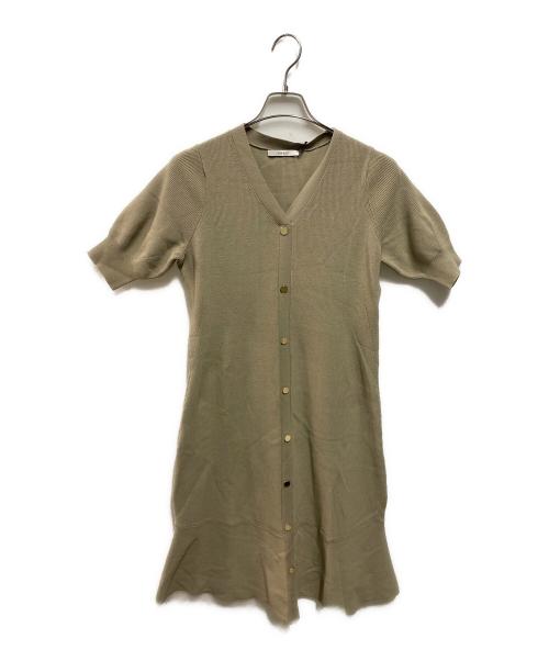 ANAYI（アナイ）ANAYI (アナイ) レーヨンナイロンカタアゼペプラムニットワンピース ベージュ サイズ:38 未使用品の古着・服飾アイテム