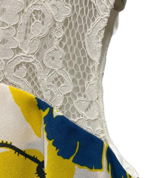 GRACE CONTINENTAL（（グレースコンチネンタル）GRACE CONTINENTAL (（グレースコンチネンタル) フラワーレースフリルワンピース イエロー×ホワイト サイズ:38の古着・服飾アイテム