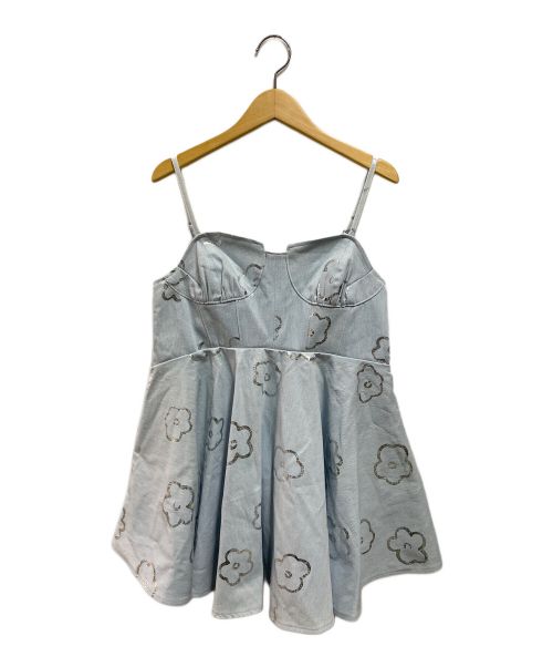 POPPY（ポピー）POPPY (ポピー) SILVER FLOWER DENIM TUNIC スカイブルー サイズ:FREEの古着・服飾アイテム