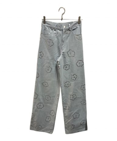 中古・古着通販】POPPY (ポピー) SILVER FLOWER DENIM PANTS スカイ 中古・古着通販】POPPY (ポピー) SILVER FLOWER DENIM PANTS スカイ