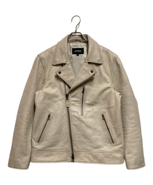 AVIREX（アヴィレックス）AVIREX (アヴィレックス) AGED LEATHER W-RIDERS JACKET ホワイト サイズ:XLの古着・服飾アイテム