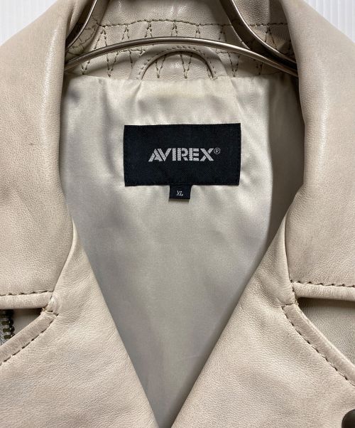 AVIREX（アヴィレックス）AVIREX (アヴィレックス) AGED LEATHER W-RIDERS JACKET ホワイト サイズ:XLの古着・服飾アイテム