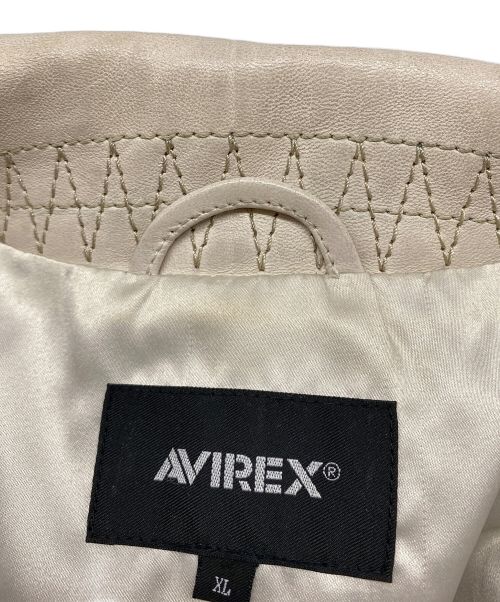 AVIREX（アヴィレックス）AVIREX (アヴィレックス) AGED LEATHER W-RIDERS JACKET ホワイト サイズ:XLの古着・服飾アイテム