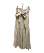 CHAOSカオス）の古着「ヘリンボンリネンロングスカート」｜ベージュ