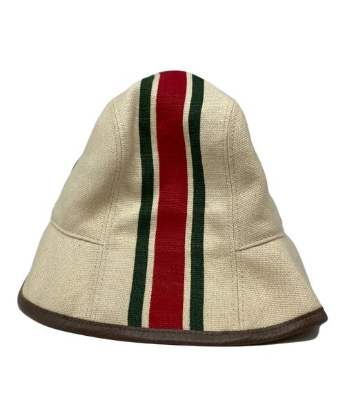 GUCCI（グッチ）GUCCI (グッチ) Web Stripe Canvas Fedora Hat アイボリー サイズ:M (58cm)の古着・服飾アイテム