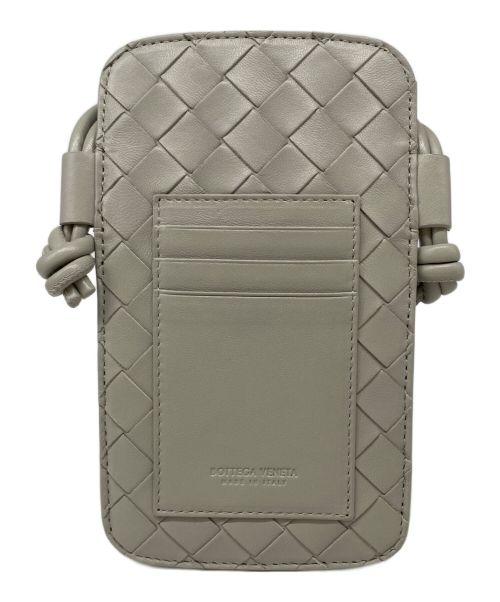 BOTTEGA VENETA（ボッテガベネタ）BOTTEGA VENETA (ボッテガベネタ) イントレチャートストラップフォーンポーチ ベージュの古着・服飾アイテム