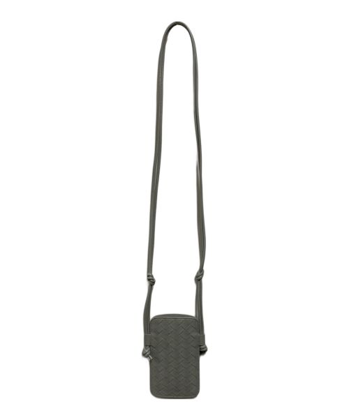 BOTTEGA VENETA（ボッテガベネタ）BOTTEGA VENETA (ボッテガベネタ) イントレチャートストラップフォーンポーチ ベージュの古着・服飾アイテム