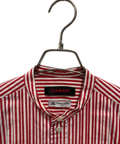 CABAN（キャバン）CABAN (キャバン) THOMAS MASON (トーマスメイソン) ストライプバンドカラーシャツ レッド サイズ:Ｓの古着・服飾アイテム