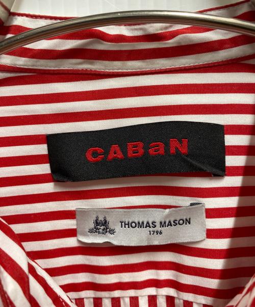 CABAN（キャバン）CABAN (キャバン) THOMAS MASON (トーマスメイソン) ストライプバンドカラーシャツ レッド サイズ:Ｓの古着・服飾アイテム