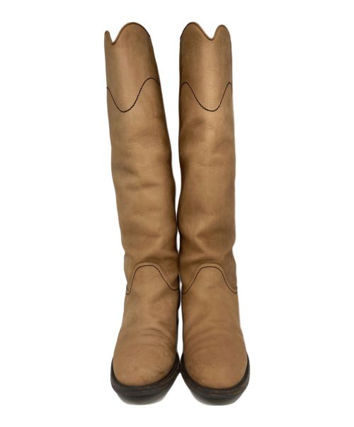 CHANEL（シャネル）CHANEL (シャネル) ココマークステッチレザーロングブーツ ブラウン サイズ:35の古着・服飾アイテム