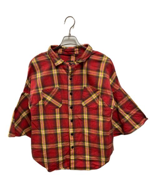 KAPITAL（キャピタル）KAPITAL (キャピタル) フレアスリーブチェックシャツ レッドの古着・服飾アイテム