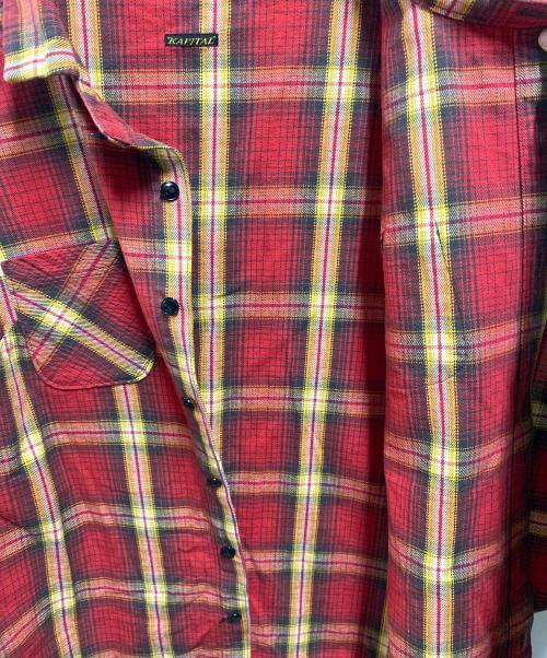 KAPITAL（キャピタル）KAPITAL (キャピタル) フレアスリーブチェックシャツ レッドの古着・服飾アイテム