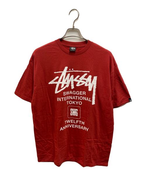 stussy（ステューシー）stussy (ステューシー) SWAGGER by SWG (スワッガー バイ エスダブリュージー) プリントTシャツ レッド サイズ:Lの古着・服飾アイテム