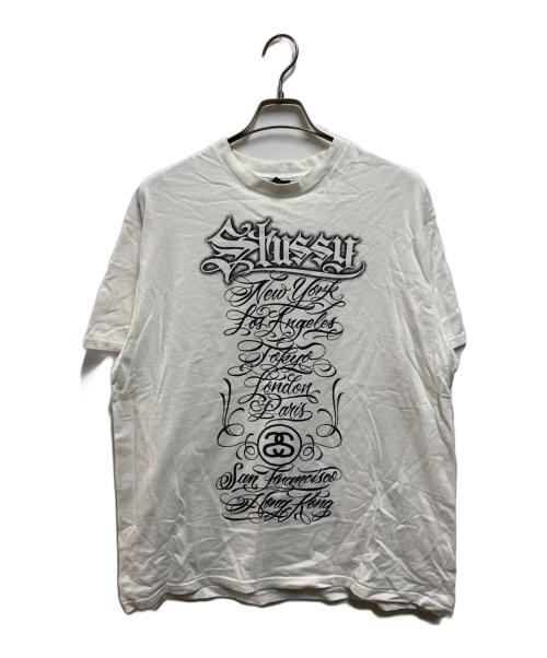 stussy（ステューシー）stussy (ステューシー) Mr.Cartoon World Tour Tee ホワイト サイズ:Ⅼの古着・服飾アイテム