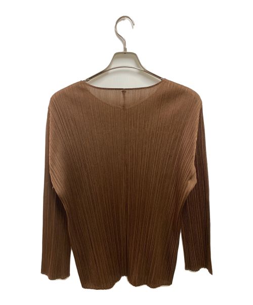 PLEATS PLEASE（プリーツプリーズ）PLEATS PLEASE (プリーツプリーズ) ひし形プリント 2Bプリーツカーディガン ブラウン サイズ:3の古着・服飾アイテム