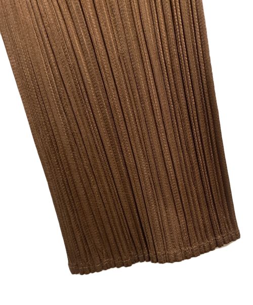 PLEATS PLEASE（プリーツプリーズ）PLEATS PLEASE (プリーツプリーズ) ひし形プリント 2Bプリーツカーディガン ブラウン サイズ:3の古着・服飾アイテム