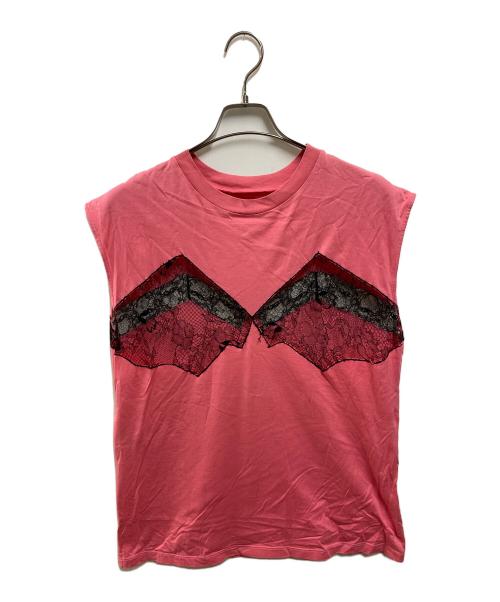 Maison Margiela（メゾンマルジェラ）Maison Margiela (メゾンマルジェラ) レースデザインカットソー ピンク サイズ:36の古着・服飾アイテム
