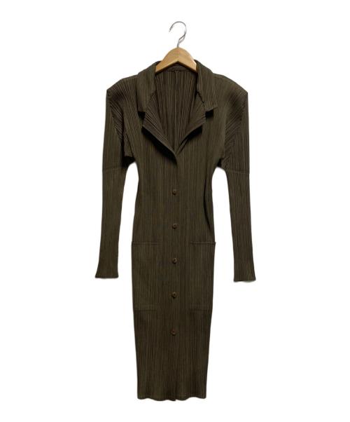 PLEATS PLEASE（プリーツプリーズ）PLEATS PLEASE (プリーツプリーズ) プリーツコート オリーブ サイズ:3の古着・服飾アイテム