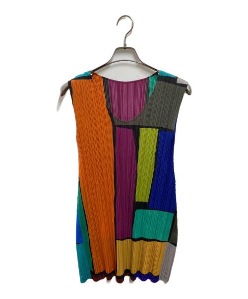 PLEATS PLEASE（プリーツプリーズ）PLEATS PLEASE (プリーツプリーズ) プリーツ加工 マルチカラー ノースリーブ ワンピース マルチカラー サイズ:4の古着・服飾アイテム