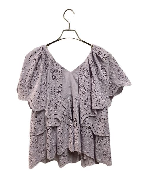 Venit（ヴェニット）Venit (ヴェニット) カットワークブラウス パープル サイズ:38 未使用品の古着・服飾アイテム