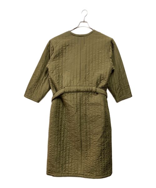 Lauren Manoogian（ローレン マヌージアン）Lauren Manoogian (ローレン マヌージアン) ベルテッドキルティングロングコート オリーブ サイズ:Sの古着・服飾アイテム