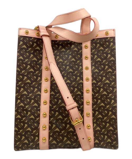 BURBERRY（バーバリー）BURBERRY (バーバリー) TBモノグラム2WAYトートバッグ ブラウン×ピンクの古着・服飾アイテム