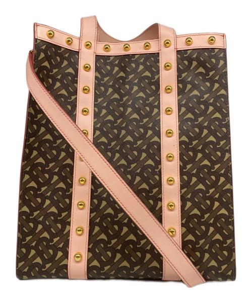 BURBERRY（バーバリー）BURBERRY (バーバリー) TBモノグラム2WAYトートバッグ ブラウン×ピンクの古着・服飾アイテム