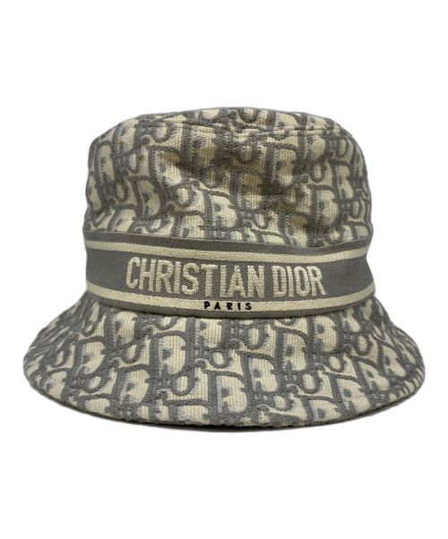 Christian Dior（クリスチャン ディオール）Christian Dior (クリスチャン ディオール) オブリークジャガードバケットハット ホワイト×グレーの古着・服飾アイテム