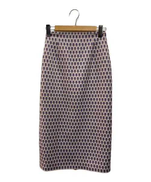ANAYI（アナイ）ANAYI (アナイ) ジャガードタイトスカート パープル サイズ:36の古着・服飾アイテム