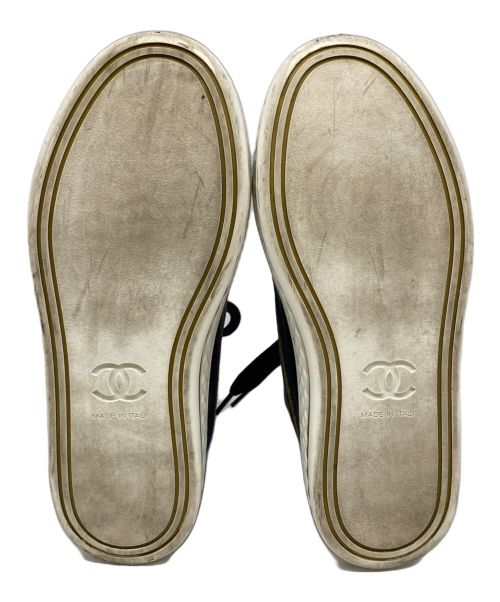 CHANEL（シャネル）CHANEL (シャネル) ココマーク キャンバス ハイカットスニーカー ネイビー サイズ:35の古着・服飾アイテム