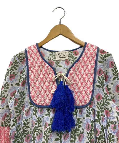 SZ Blockprints（エスゼットブロックプリント）SZ Blockprints (エスゼットブロックプリント) Jaipur Dress Essa Print ホワイト サイズ:FREEの古着・服飾アイテム