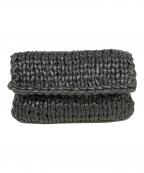MICHAEL KORS COLLECTIONマイケルコースコレクション）の古着「Carly Hand-Knit Leather Envelope Clutch」｜ブラック