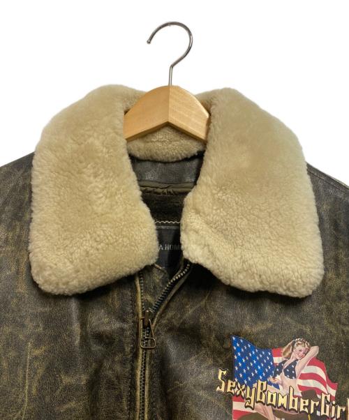 D'HOMME A HOMME（ドムアオム）D'HOMME A HOMME (ドムアオム) A-2レザーフライトジャケット ブラック サイズ:Lの古着・服飾アイテム