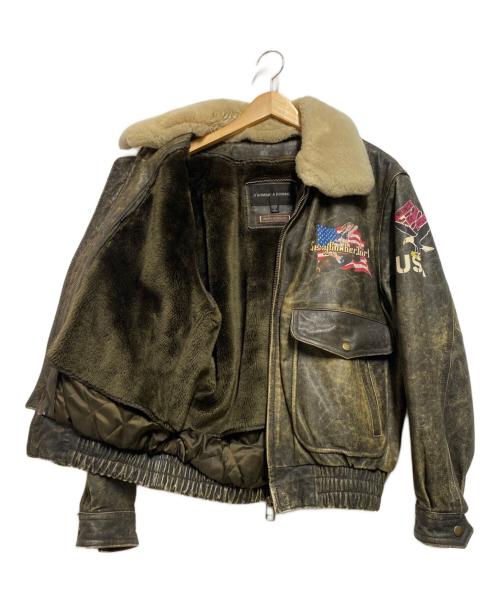 D'HOMME A HOMME（ドムアオム）D'HOMME A HOMME (ドムアオム) A-2レザーフライトジャケット ブラック サイズ:Lの古着・服飾アイテム