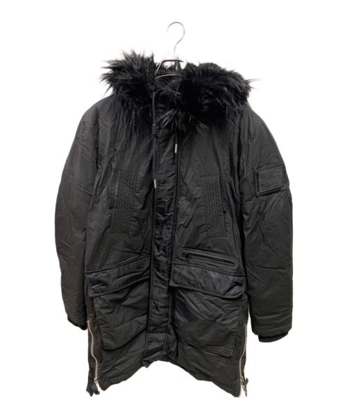 DIESEL（ディーゼル）DIESEL (ディーゼル) フェイクファー付モッズコート ブラック サイズ:Мの古着・服飾アイテム
