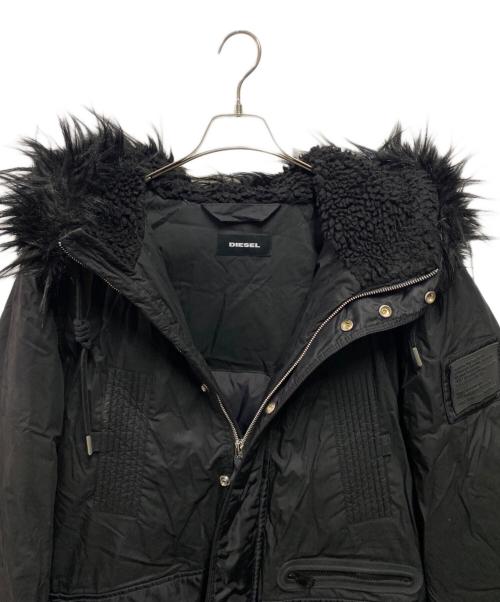 DIESEL（ディーゼル）DIESEL (ディーゼル) フェイクファー付モッズコート ブラック サイズ:Мの古着・服飾アイテム