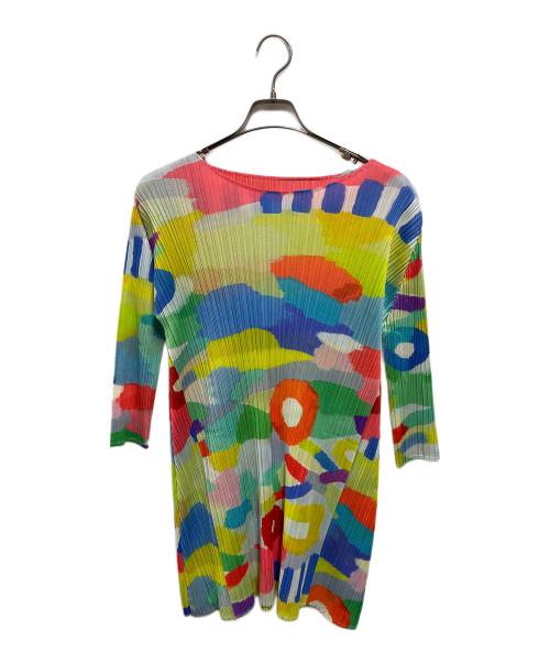 PLEATS PLEASE（プリーツプリーズ）PLEATS PLEASE (プリーツプリーズ) 総柄プリーツワンピース マルチカラー サイズ:3の古着・服飾アイテム