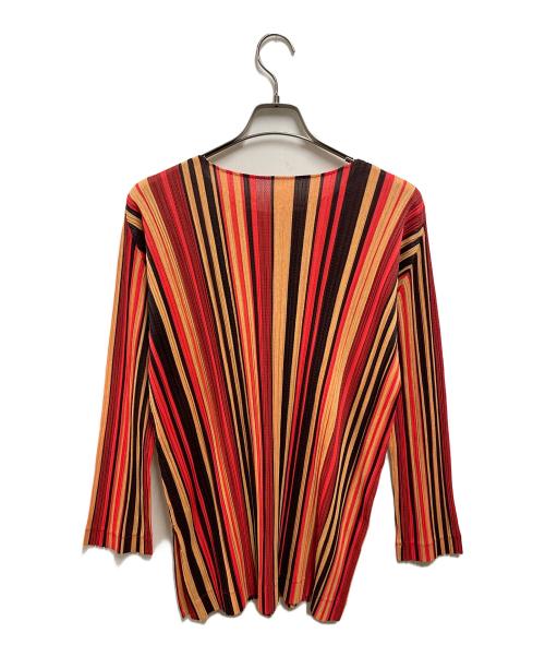 PLEATS PLEASE（プリーツプリーズ）PLEATS PLEASE (プリーツプリーズ) プリーツカットソー レッド×オレンジ サイズ:4の古着・服飾アイテム