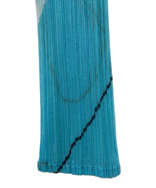 PLEATS PLEASE（プリーツプリーズ）PLEATS PLEASE (プリーツプリーズ) ペイント柄プリーツカーディガン ブルー サイズ:3の古着・服飾アイテム