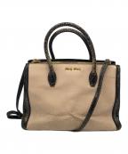 MIU MIUミュウミュウ）の古着「クラッシュ加工2WAYバッグ」｜ピンク×ブラック