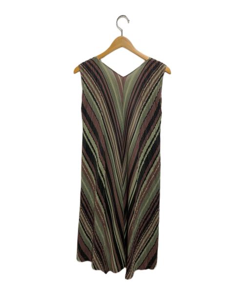 PLEATS PLEASE（プリーツプリーズ）PLEATS PLEASE (プリーツプリーズ) プリーツノースリーブワンピース グリーン サイズ:4の古着・服飾アイテム